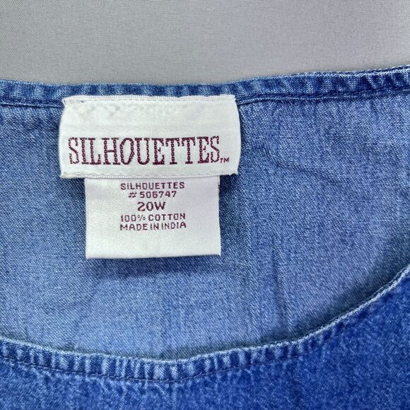 Silhouettes Denim Maxi Dress Womens 20W Short Sleeve‎ Modesty Patchwork Blue - Picture 10 of 16